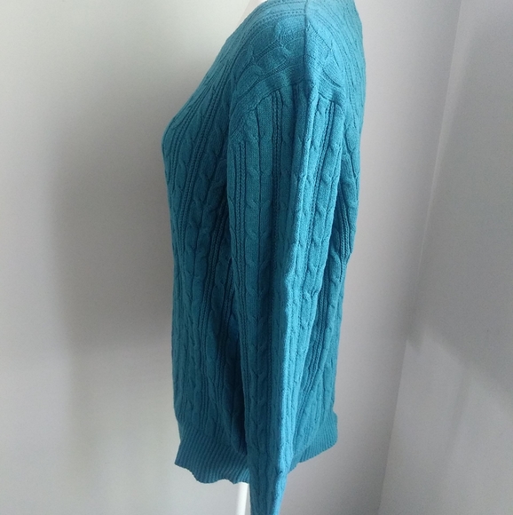 NWT ST. JOHN'S BAY TEAL CABLE KNIT PULLOVER CREW NECK SWEATER SIZE XL - Picture 12 of 13